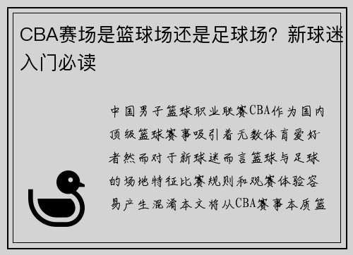 CBA赛场是篮球场还是足球场？新球迷入门必读
