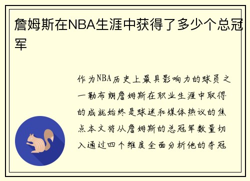 詹姆斯在NBA生涯中获得了多少个总冠军